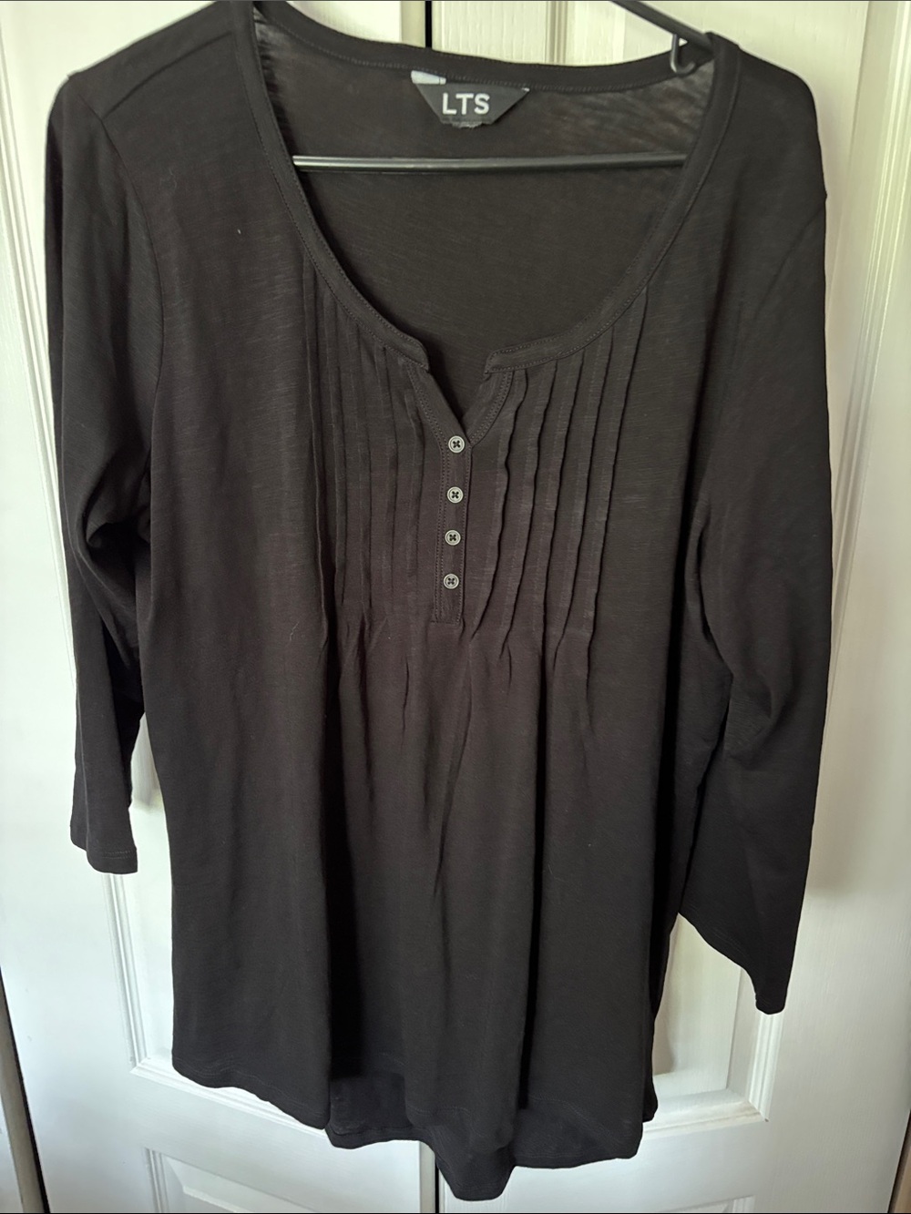 long tall sally Black Pintuck Henley Tunic Top